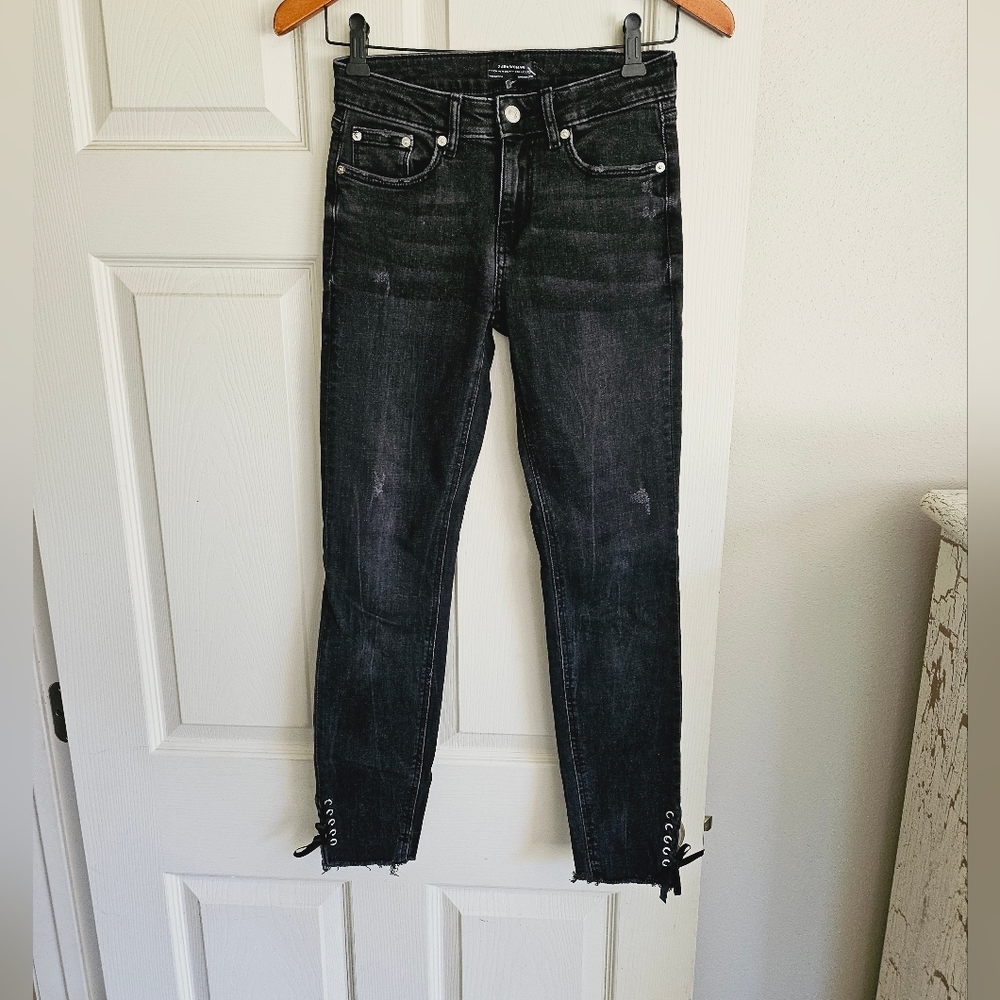 Zara Woman 2 *26.5x27.5" Black Jean Excellent Condition